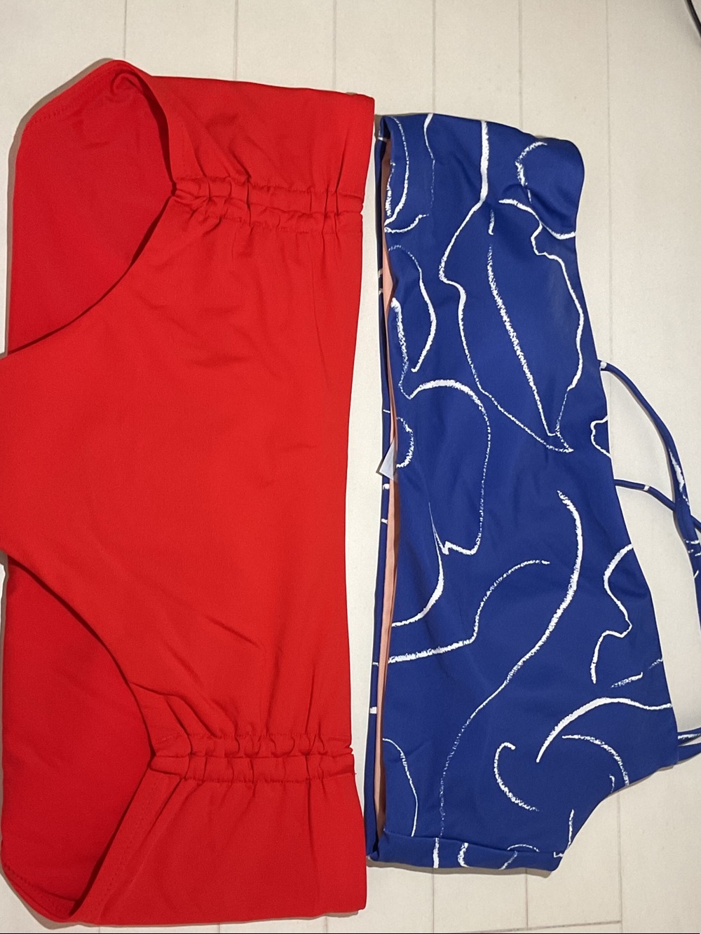 Madewell CALIA Women's Swim Bikini Set - Red & Blue Abstract